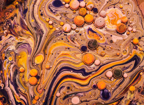 Colourful acrylic bubbles.Fluid art marble texture. Backdrop  abstract iridescent paint effect. Liquid acrylic artwork  flows and splashes. Mixed paints for interior poster.
