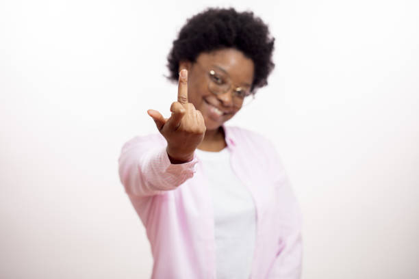 istock close up portrait. focus on the middle finger. 1226192092