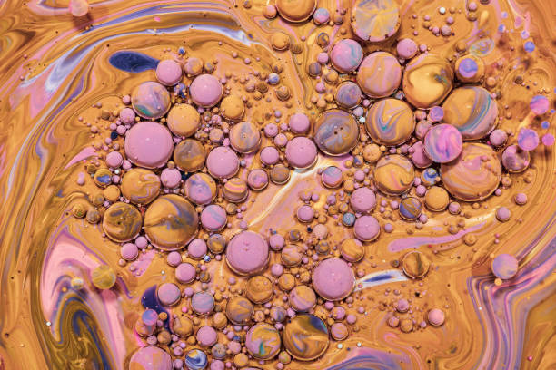 istock Colourful acrylic bubbles.Fluid art marble texture. Backdrop  abstract iridescent paint effect. Liquid acrylic artwork  flows and splashes. Mixed paints for interior poster. 1226192511