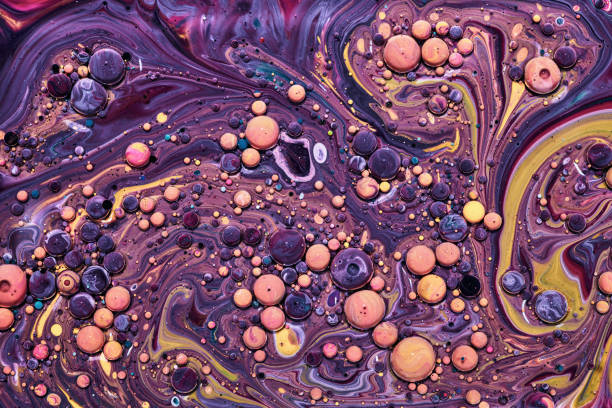 istock Colourful acrylic bubbles.Fluid art marble texture. Backdrop  abstract iridescent paint effect. Liquid acrylic artwork  flows and splashes. Mixed paints for interior poster. 1226192631
