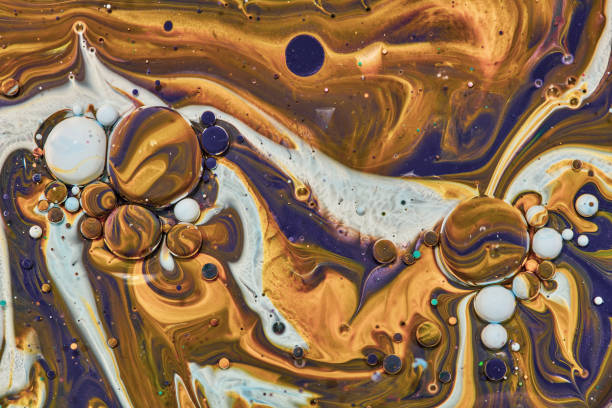 istock Colourful acrylic bubbles.Fluid art marble texture. Backdrop  abstract iridescent paint effect. Liquid acrylic artwork  flows and splashes. Mixed paints for interior poster. 1226194148