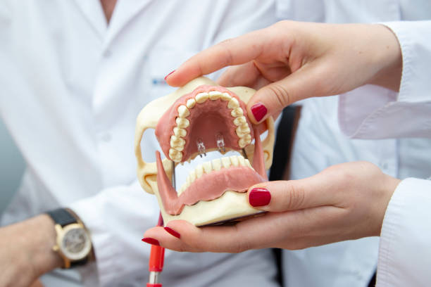 istock Hands holding model of human jaw 1226194446