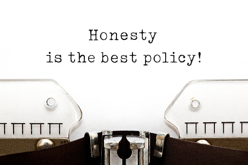Quote Honesty is the best Policy typed on vintage typewriter. Integrity or sincerity concept.