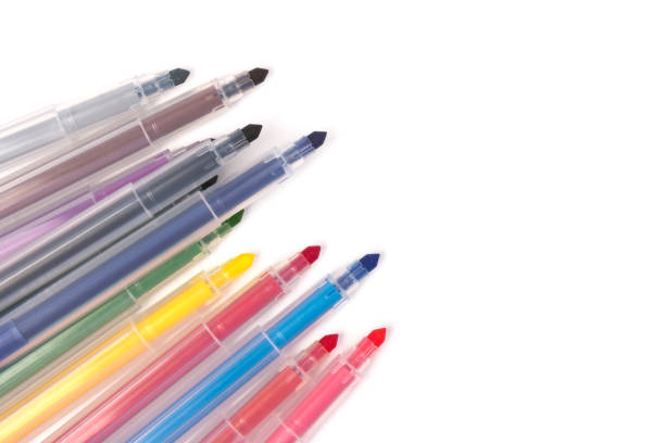 istock Colorful marker pen set on isolated background with clipping path. Vivid highlighter and blank space for your design or montage 1226199965
