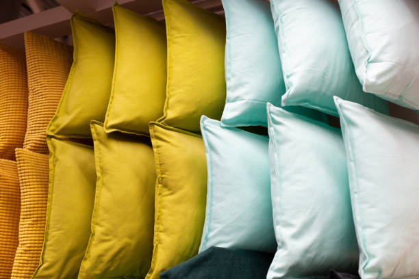 istock a set of multi-colored pillows in limbo in a supermarket. 1226204846