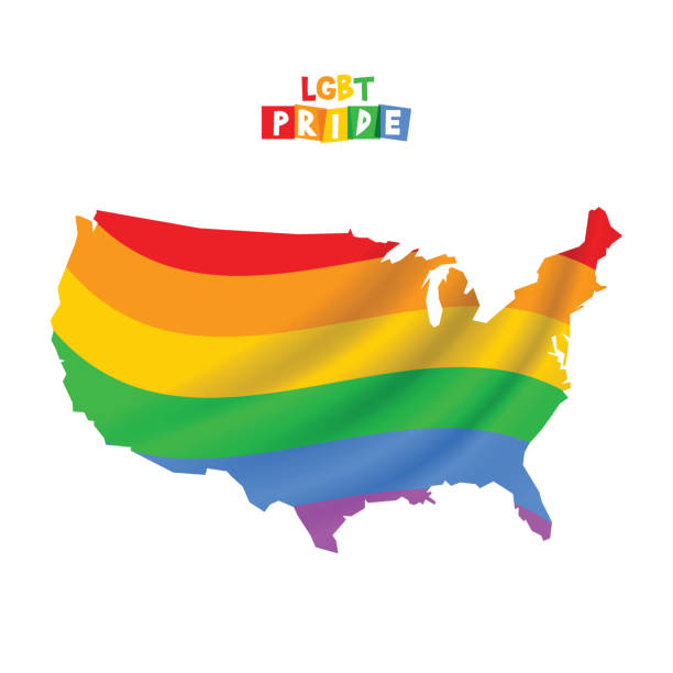 istock LGBT Pride Month. USA Map. Rainbow spectrum flag stock illustration 1226205333