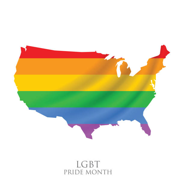 istock LGBT Pride Month. USA Map. Rainbow spectrum flag stock illustration 1226205942