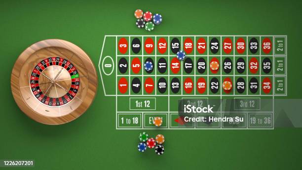 Top View Of Roulette Wheel And Bet Options Stock Photo - Download Image Now - Roulette Table, Roulette, Table