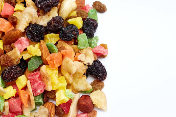 istock Assorted different dried sweets. Dried bananas, grapes, nuts. On the left. 1226207294