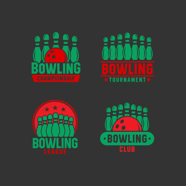 ilustrações de stock, clip art, desenhos animados e ícones de bowling design logo vector collections - snooker table