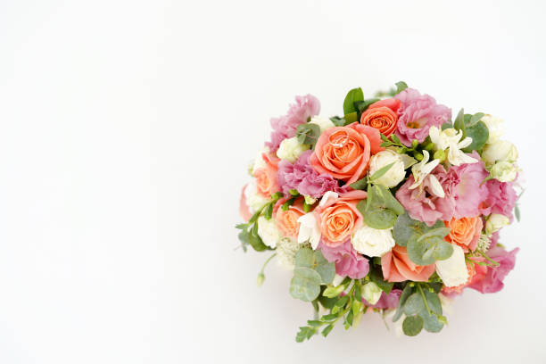wedding Bouquet of flowers isolated on white background with copy space