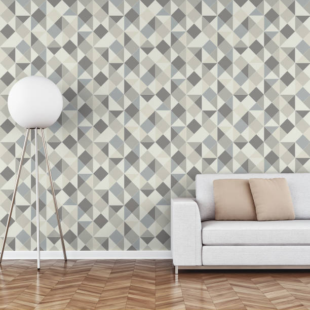 istock Elegant living room 70's style with sofa wallpaper background 1226227481
