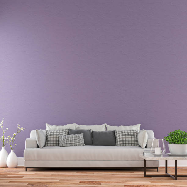 istock Elegant living room 50's style with sofa colored background 1226230843