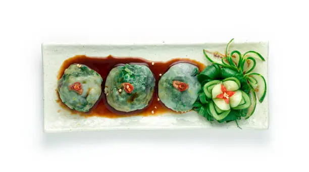 Photo of Chinese Steamed Chives Dumplings or Garlic Chives Dim Sum Rice Cake