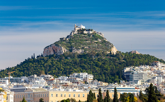 View of the city and the famous mount Lycabettus. Athens. Greece.