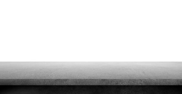 흰색 배경에 격리 시멘트 선반 테이블, 디스플레이 제품에 사용 스톡 사진