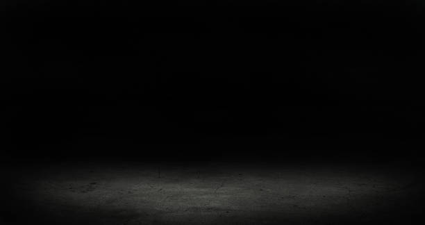 istock Cement floor and black wall backgrounds, empty room, interior, use for display products. 1226232670