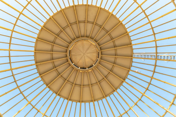 istock Glass Ceiling with Ray Pattern. Futuristic architecture dome made out of glass. 1226234034