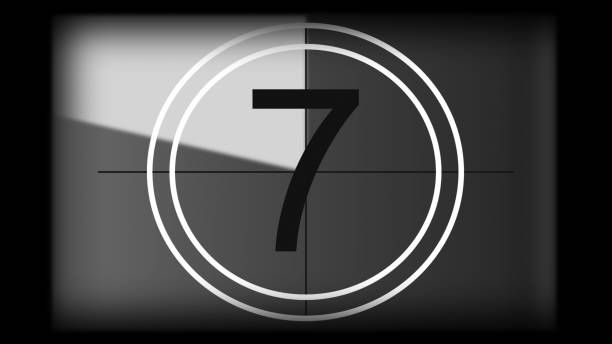istock 3D rendering of a monochrome universal countdown film leader. Countdown clock from 10 to 0 1226236638