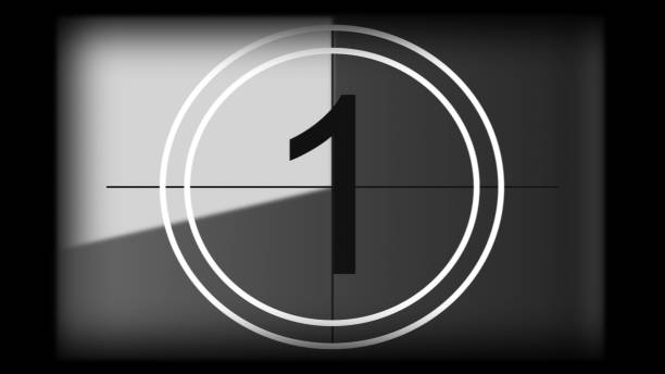 istock 3D rendering of a monochrome universal countdown film leader. Countdown clock from 10 to 0 1226237280