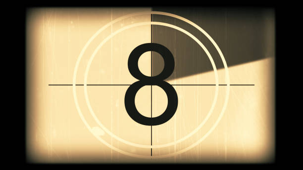 istock 3D rendering of a monochrome old and grained universal countdown leader from 10 to 0 1226237404