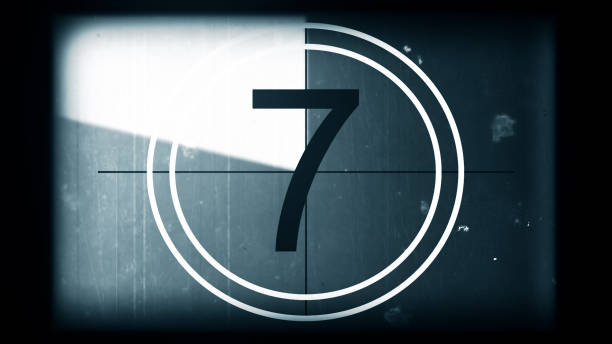 istock 3D rendering of a monochrome old and grained universal countdown leader from 10 to 0 1226237604