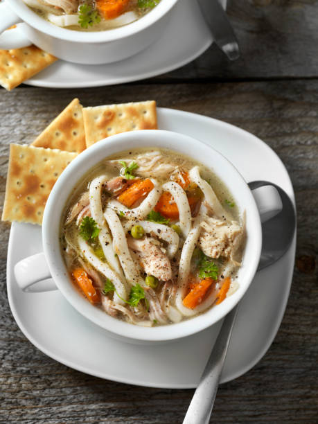 istock Home Made Chicken Soup with Thick Noodles and Crackers 1226237835
