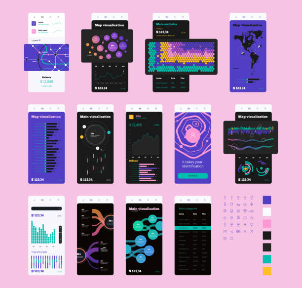 Vector Phone UI Kit for infographics Charts vector art illustration