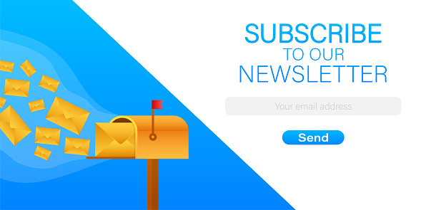 Newsletter Subscription Button Email Subscribe Online Newsletter Vector Template With Mailbox And ...