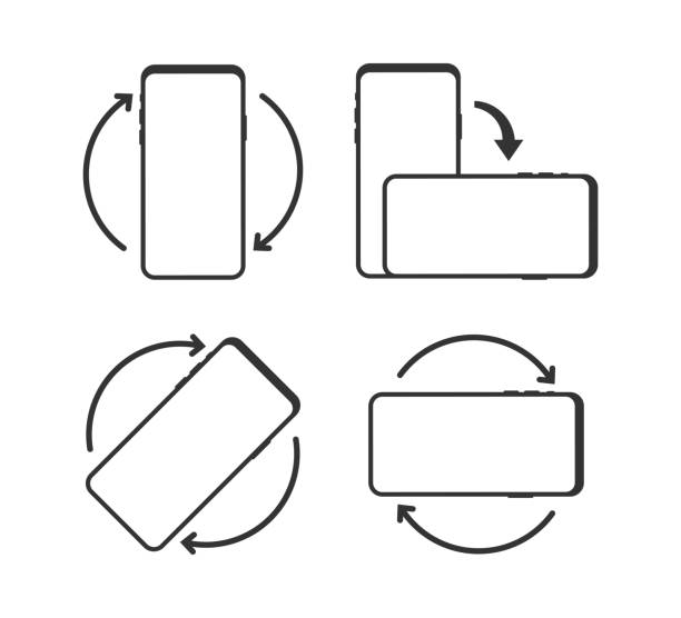 Rotate smartphone isolated icon. Device rotation symbol. Turn your device Rotate smartphone isolated icon. Device rotation symbol. Turn your device 7676 stock illustrations