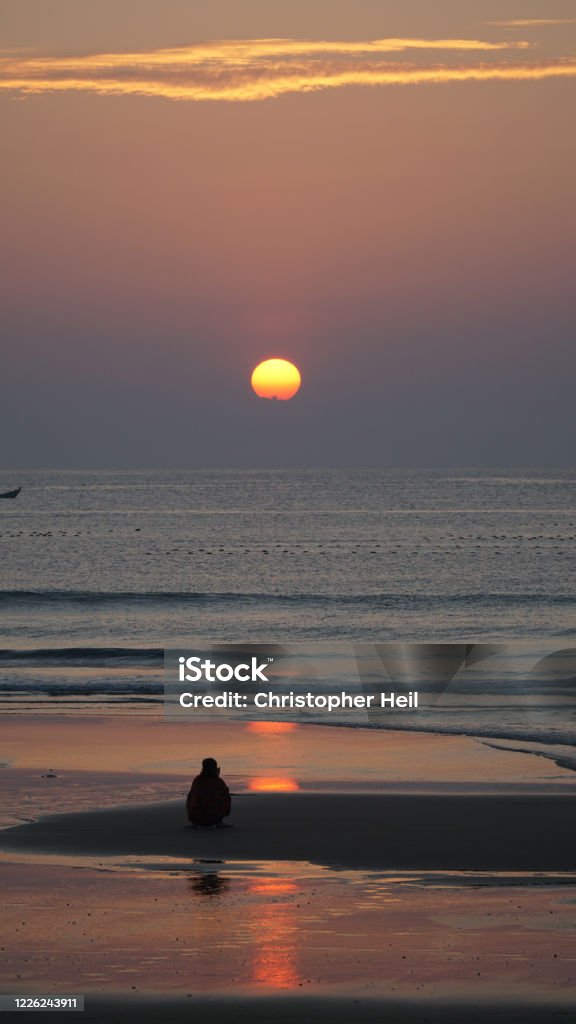 Sunset over the beach at Mũi Né Beach Resort in Vietnam. Adventure Stock Photo
