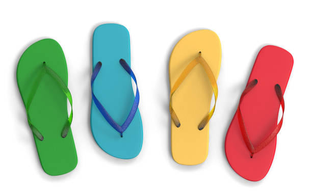 istock Colorful flip flops isolated on a white background 1226244045