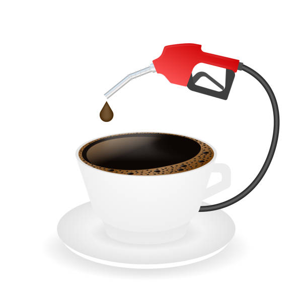 illustrations, cliparts, dessins animés et icônes de café chaud dans une tasse blanche et une soucoupe. le café, c’est le pouvoir. illustration de stock de vecteur. - 7652
