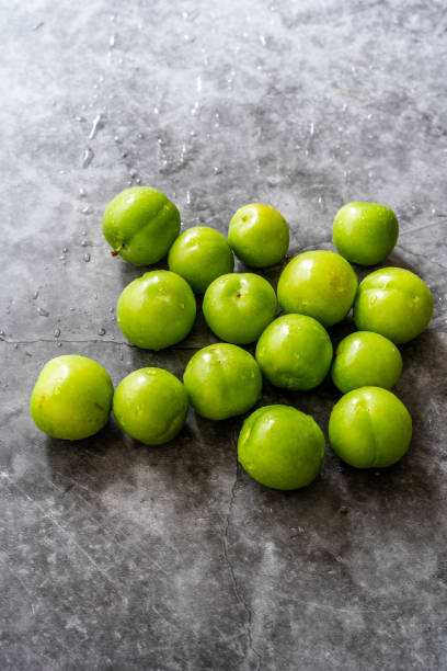 istock Raw Organic Sour Green Plums Ready to Eat. 1226245434