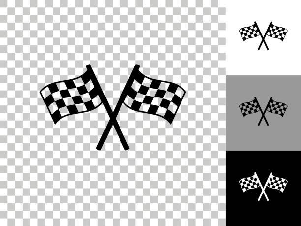 ikon dua bendera balap di latar belakang transparan papan pemeriksa - race flag ilustrasi stok