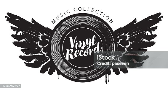 istock vector music poster with winged vinyl record 1226247397