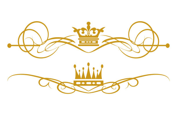 ilustrações de stock, clip art, desenhos animados e ícones de royal style design elements gold on - crown king queen gold