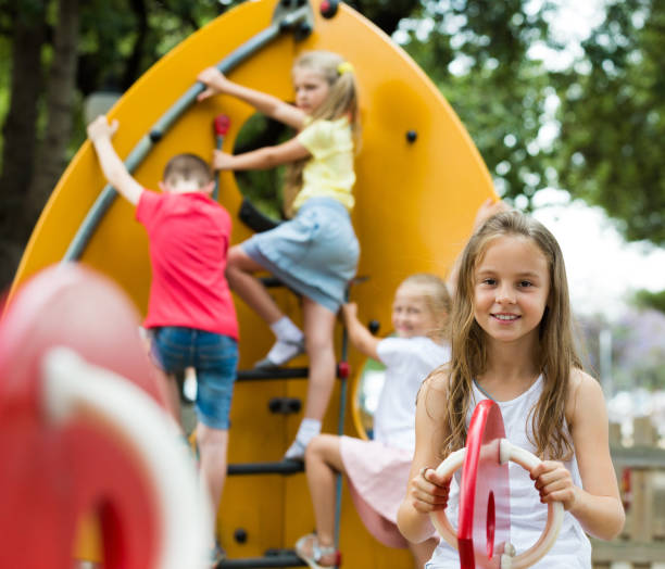 istock Girl having fun on playfround 1226248692