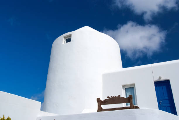 istock House in Mykonos, Greece. Whitewashed building on sunny blue sky. Typical house architecture and design. Summer vacation on mediterranean island. Wanderlust and travel concept 1226248778