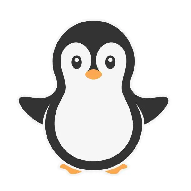 Vector illustration of Cute Penguin with Outline Vector Illustration