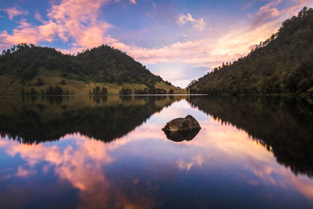 Beautiful sunset reflection over the lake