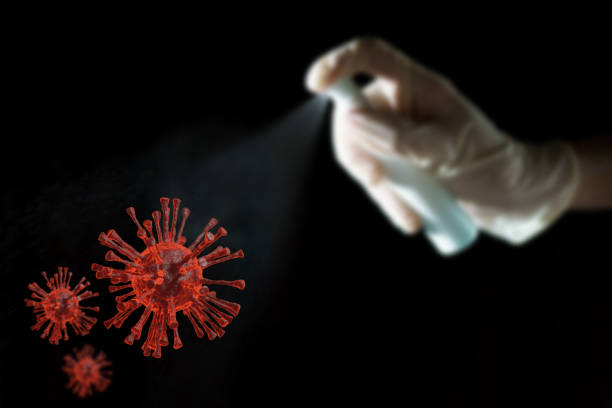 istock Hand using sanitizer spray, alcohol spraying disinfectant to stop spreading  coronavirus or COVID-19. 1226250235
