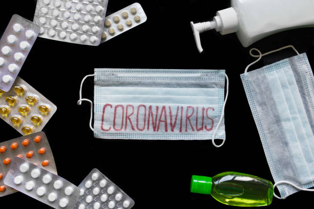 istock Mask, soap, antiseptic and tablets, photo from the top 1226250545