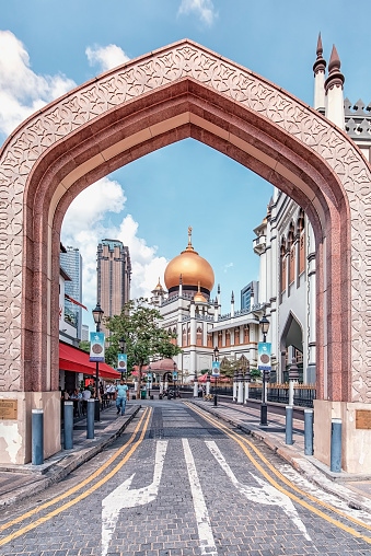 April 2018 - Singapore city, Singapore - Sultan mosque in Singapore