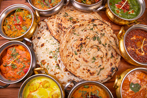 indian food collection dishes on the table