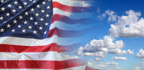 istock American flag in sky 1226255632