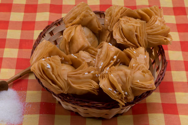 istock Traditional Argentine pastry in basket on tablecloth 1226256851