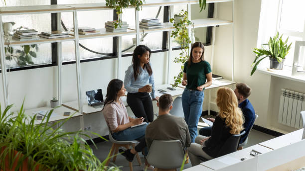 istock Multiracial businesspeople brainstorm at team briefing in office 1226261564