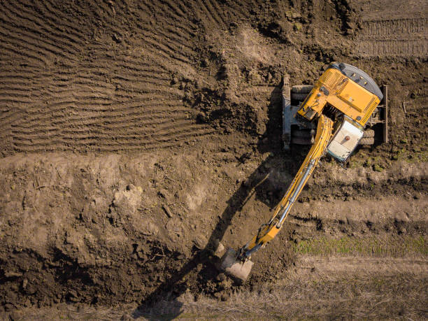 istock Excavator. Aerial top down drone shot. 1226264064