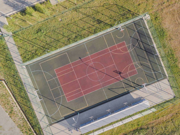 istock Aerial top down drone shot. Basketball spots ground. 1226264366